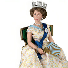 Load image into Gallery viewer, The Ashton-Drake Galleries Queen Elizabeth II Portrait Doll Chair Accessory, Green Satin Drawing Room Throne, Windsor Castle Replica - RCE Global Solutions