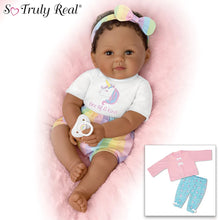 Load image into Gallery viewer, The Ashton-Drake Galleries One of A Kind Ciara Lifelike So Truly Real® African American Black Baby Girl Doll with Soft RealTouch® Vinyl Skin and Extra Coordinating Cardigan and Pants 18"-Inches - RCE Global Solutions