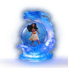 Load image into Gallery viewer, The Bradford Exchange Disney Moana Water Globe Hand-Painted Moana Figurine with Manta Ray Wave Glitter and Illuminated LED Lights Disney Princess Collectible Decor 7.5-Inches