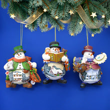 Load image into Gallery viewer, The Ashton-Drake Galleries Memories of Christmas Snowman Ornament Collection Issue #7 Set of 3 Christmas Decoration by Thomas Kinkade 4-inches - RCE Global Solutions