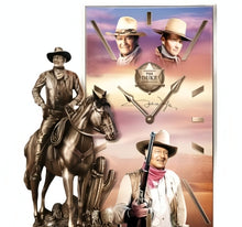 Load image into Gallery viewer, The Bradford Exchange John Wayne Desk Clock Western Bronze Sculptural Collectible Crafted & Richly Detailed with Quartz Movement Americana Home Decor 10-inches