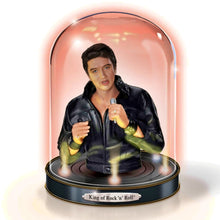 Load image into Gallery viewer, The Bradford Exchange Timeless Legend Sculpture Collection Issue #2: The King of Rock 'N' Roll™ Elvis Presley Handcrafted Glass Dome Sculpture in Bejeweled Jumpsuit with Illuminating Base 7-inches - RCE Global Solutions