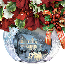 Load image into Gallery viewer, The Bradford Exchange Bringing Holiday Cheer Table Centerpiece with LED Lights & Holly Always in Bloom Floral Arrangement Christmas Decorations by Thomas Kinkade 11-Inches - RCE Global Solutions