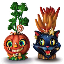 Load image into Gallery viewer, The Bradford Exchange Spooky Sprouts Sculpture Collection Issue #1 Jack Jr. and Salem Handcrafted Resin Planters with Artificial Succulents 4.25-inches - RCE Global Solutions