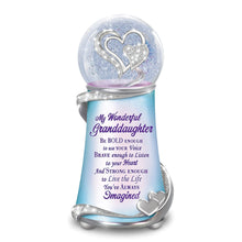 Load image into Gallery viewer, The Bradford Exchange My Wonderful Granddaughter Musical Glitter Globe Elongated Design with "You Are So Beautiful" Melody and Symbolic Silver Hearts with Inspirational Message Show Your Unconditional Love and Support 7-inches - RCE Global Solutions