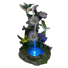 Load image into Gallery viewer, The Bradford Exchange Garden Magic Hummingbird Garden Sculpture Collection Issue #2 Handcrafted Resin LED-Lit Cascading Waterfall and Expertly Painted Jewel-Toned Birds Illuminated Lifelike Garden Settings 8" W x 11" H - RCE Global Solutions