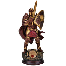 Load image into Gallery viewer, The Bradford Exchange The Lord's Strength Sculpture Collection Issue #16 Guard Your Heart Religious Knight Cold-Cast Bronze with 24K Gold-Plated Challenge Coin 12-inches - RCE Global Solutions
