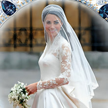 Load image into Gallery viewer, The Bradford Exchange A Royal Princess Plate Royal Wedding Collectors Plate Commemorating Prince William and Kate Middletons Unforgettable Union Triple-Fired Heirloom Porcelain Faux Sapphires Faux Diamonds Genuine Platinum Border Elegant Design 7.50" D - RCE Global Solutions