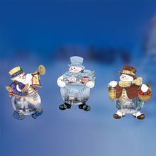 Load image into Gallery viewer, The Ashton-Drake Galleries Memories of Christmas Snowman Ornament Collection Issue #2 Set of 3 Christmas Decoration by Thomas Kinkade 4-inches - RCE Global Solutions