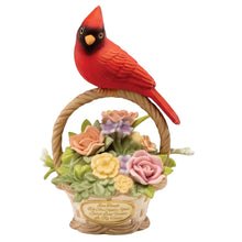 Load image into Gallery viewer, The Hamilton Collection Forever In Our Hearts Cardinal Basket Figurine Handcrafted Porcelain Remembrance Keepsake with Hand-Formed Flowers Symbol of Love and Comfort by Blake Jensen 8.75-inches - RCE Global Solutions