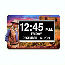 Load image into Gallery viewer, The Bradford Exchange John Wayne Easy-Read Full Disclosure Digital Clock with Iconic Monument Valley Art LED Display with Large 1.5-Inch Digits USB Port and Remote Control Handcrafted Resin Frame with Bas-Relief Details 9.5" W x 7" H - RCE Global Solutions