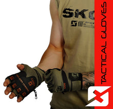 Load image into Gallery viewer, Skott Tactical Green Weightlifting Gloves Military Style Gym with Wrist Wrap Support Anti-Slip Gel Grip Flexible Finger Protection Durable Training Best Body Building Fitness and Exercise Accessories Unisex