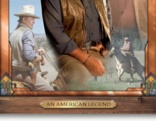 Load image into Gallery viewer, The Bradford Exchange The Legend Of John Wayne Wall Decor Self-Illuminating Wall Decor Stained Glass Artwork with LED Lights and Rustic Wooden Frame 16" W x 20" H - RCE Global Solutions