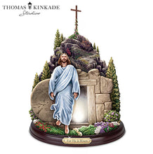 Load image into Gallery viewer, The Bradford Exchange Thomas Kinkade Studios He Is Risen Sculpture Jesus Christ's Resurrection Hand-painted & Handcrafted with Realistic Stone-like Texture Illuminated Decor 10-inches