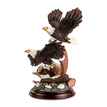 Load image into Gallery viewer, The Bradford Exchange Taking Flight Freedoms Majesty Sculpture Collection Handcrafted Bald Eagle Figurines with Shed Antlers Realistic Nature Details and Mahogany-Finished Base 6.75" W x 9.25" H - RCE Global Solutions