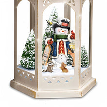 Load image into Gallery viewer, The Bradford Exchange Winter In A Wonderland Illuminated Sparkle Light Lantern with Snowman and Woodland Animals Victorian Christmas Decoration by Thomas Kinkade 17-Inches - RCE Global Solutions