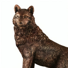 Load image into Gallery viewer, The Bradford Exchange "Call Of The Wild" Bronzed Wolf Sculpture Handcrafted Bronze Effect Resin Hand-painted 10.2-inches - RCE Global Solutions