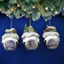 Load image into Gallery viewer, The Ashton-Drake Galleries Winter Sleigh Bells #9 Ornament Collection Set of 3 Christmas Decoration by Thomas Kinkade 3-inches - RCE Global Solutions