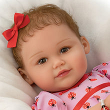 Load image into Gallery viewer, The Ashton-Drake Galleries Little Love Bug Personalized Baby Doll So Truly Real® Realistic Baby Doll with Faux Pearl and Ladybug Bracelet Personalized Heart-Shaped Charm and Magnetic Pacifier Sculpted by Master Doll Artist Ping Lau 19-inches - RCE Global Solutions