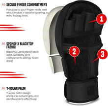 Load image into Gallery viewer, RDX MMA Hybrid Sparring Gloves, Maya Hide Leather, Ventilated Open Palm, Padded Mitts for Kickboxing, Muay Thai, Bag & Pad Training for Men, Small