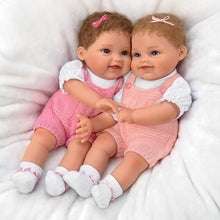 Load image into Gallery viewer, The Ashton-Drake Galleries So Truly Real Wishes Come True, Times Two Twin Realistic Baby Dolls Featuring Hand-Rooted Hair, Custom Pink Knit Overall Bubbles & Magnetic Pacifiers 14"-Inches - RCE Global Solutions