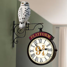 Load image into Gallery viewer, The Bradford Exchange Harry Potter Platform Illuminated Wall Clock Double-Sided Vintage Style Clock with Hedwig Figure Light-Up Wizarding World Decor 16-inches