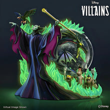 Load image into Gallery viewer, The Bradford Exchange Disney Villains So Many Curses, So Little Time Maleficent Hand-Painted Glow-in-the-Dark Musical Glitter Globe Fully Sculpted Maleficent Dragon Raven and Goons Iconic Costume Details with Swirling Glitter 7.5” H x 7.75” W x 6.5” D - RCE Global Solutions