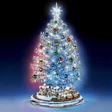 Load image into Gallery viewer, The Bradford Exchange Thomas Kinkade Silver Blessings Christmas Tree Handcrafted Tabletop Decoration With Color Changing Lights 30 Ornaments And a Holiday Village Encircled By a Moving Train Plays 8 Holiday Carols 17" - RCE Global Solutions