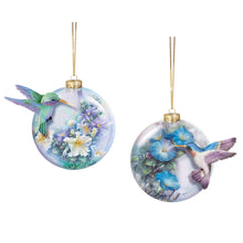 Load image into Gallery viewer, The Bradford Exchange Lena Liu Spirit of The Season Hummingbird Ornament Collection Issue #1 Set of 2 Christmas Decoration 3D Glass Sculptures 4-inches - RCE Global Solutions