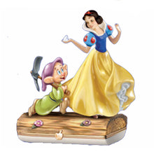 Load image into Gallery viewer, The Bradford Exchange Disney Snow White and the Seven Dwarfs Snow White and Dopey Limoges-Style Box Issue #1 Handcrafted Painted Heirloom Porcelain with 22K Gold Clasps and Genuine Crystal 4.5"-Inches - RCE Global Solutions