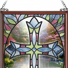 Load image into Gallery viewer, The Bradford Exchange Thomas Kinkade "Crosses" Suncatcher Collection Issue #1 Stained-Glass Window Panels 14"W x 20" H - RCE Global Solutions