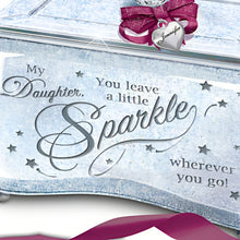 Load image into Gallery viewer, The Bradford Exchange My Daughter Sparkle And Shine Personalized Music Box Engravable Glass Keepsake with Filigree Design Plays 'You Are So Beautiful' Heart Charm Includes Poem Card 3.75" L x 3.5" H - RCE Global Solutions