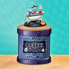 Load image into Gallery viewer, The Bradford Exchange Disney Tim Burton's The Nightmare Before Christmas Canister Collection Issue #1 Lock Shock and Barrel Handcrafted Stoneware Canister with Ingredient Labels Sculptural Lid and Spooky Details 11-inches - RCE Global Solutions