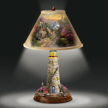 Load image into Gallery viewer, Thomas Kinkade Lamp with The Village Lighthouse Artwork On Shade and Lighthouse Base by The Bradford Exchange - RCE Global Solutions