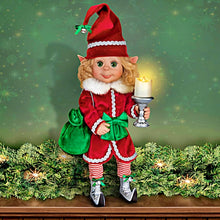 Load image into Gallery viewer, The Ashton-Drake Galleries Charlie Christmas Elf Collection Issue #2: 'Merry the Christmas Elf' Doll Handcrafted Holiday Elf with Light-Up Candle, Story Card, and Preparation Checklist Holiday Decorations by Ina Volprich 14-Inches - RCE Global Solutions