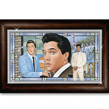 Load image into Gallery viewer, The Bradford Exchange Elvis Presley Amazing Grace Music Box Handcrafted Wooden Keepsake Stained-Glass-Look Lid & Mahogany Finish by Bruce Emmett Artwork 6-inches