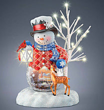 Load image into Gallery viewer, The Bradford Exchange Sharing the Season Snow Wonderful Snowman Collection Issue #1 Hand Painted Elegance With Light Music And Enchanting Details Christmas Decoration Figurine by Thomas Kinkade 7.75-inches - RCE Global Solutions