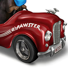 Load image into Gallery viewer, The Hamilton Collection Paws To The Pedal Dachshund Figurine Handcrafted Hand-Painted Doxie Dog Statue with Red Roadster Car Scarves Sunglasses and Woof Vanity Plate by Blake Jensen 3.5-Inches