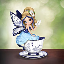 Load image into Gallery viewer, The Bradford Exchange Perfect Romance Blue Willow Romance Teacup Fairy Figurine Collection Handcrafted and Hand-Painted with Cobalt Blue and White Pattern Details Issue #1 by Jasmine Becket-Griffith 5-inches - RCE Global Solutions