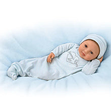 Load image into Gallery viewer, The Ashton-Drake Galleries Mommy's Boy Lifelike So Truly Real® Baby Boy Doll Weighted Poseable with Magnetic Pacifier and Soft RealTouch® Vinyl Skin by Master Doll Artist Ping Lau 17"-Inches - RCE Global Solutions