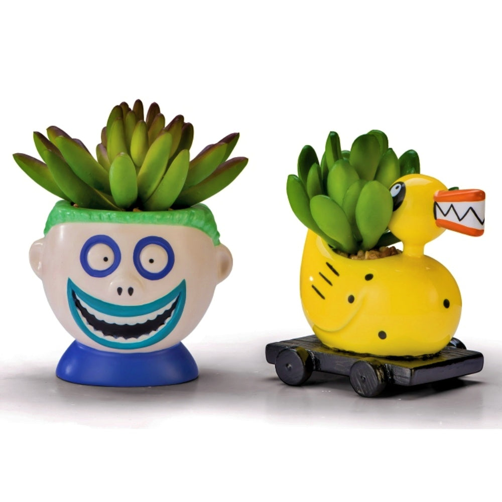 nightmare before christmas succulent pots The Bradford Exchange Disney Tim Burton's The Nightmare Before Christmas Succulent Sculpture Collection Issue #6: Planter Barrel and Vampire Duck
