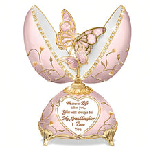 Load image into Gallery viewer, The Bradford Exchange Butterfly Music Box Collection Issue #2 Granddaughter, Wherever Life Takes You Porcelain Egg-Shaped Music Box Featuring 80 Hand-Set Jewels & Adorned with 22K Gold-Plated Accents by Peter Carl Fabergé 18-inches