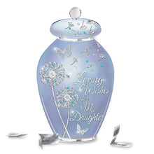 Load image into Gallery viewer, The Bradford Exchange Loving Wishes Wish Jar Heirloom Porcelain Musical Keepsake with Platinum Dandelion Design Sparkling Jewels and "You Are So Beautiful" Melody Sentimental Daughter Gift 7.25-inches - RCE Global Solutions
