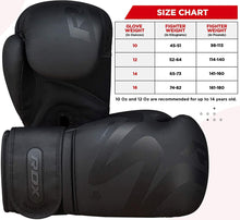 Load image into Gallery viewer, RDX Boxing Gloves for Men, Maya Hide Leather, Muay Thai & MMA Sparring Training, Kickboxing Heavy Bag, Focus Mitts, Ventilated Palm Black