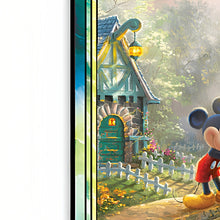 Load image into Gallery viewer, The Bradford Exchange Disney Mickey/Minnie Sweetheart Bridge The Perfect Pair Stained-Glass Suncatcher Collection Issue #1 by Thomas Kinkade 6"x7.5" - RCE Global Solutions