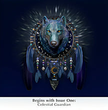 Load image into Gallery viewer, The Bradford Exchange Luminous Spirits Starlight Dreamcatcher Collection Issue #1 Celestial Guardian Color-Changing Dreamcatchers With Sculptural 3D Wolf Head 10.25-Inches - RCE Global Solutions