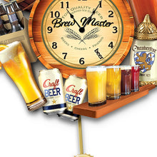 Load image into Gallery viewer, The Bradford Exchange Brew Time Hand-Painted Dimensional Wall Clock with Sculpted Details Pilsner Glass & Flight of Beers - RCE Global Solutions