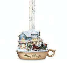 Load image into Gallery viewer, The Bradford Exchange Lights of the Season Candle Collection Issue #1 Merry and Bright Holiday Flameless Candles with Heartwarming Sculptures Hand-painted Christmas Decor by Thomas Kinkade 9-inches