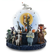Load image into Gallery viewer, The Bradford Exchange Disney The Nightmare Before Christmas Jack Sally Zero Musical Glitter Snow Globe with Rotating Base Oogie Boogie Mayor Lock Shock Barrel Dr. Finklestein Behemoth Plays the Melody Overture 6.5"-Inches - RCE Global Solutions