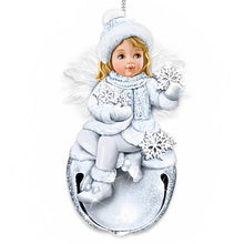 Load image into Gallery viewer, The Bradford Exchange Heaven's Little Wonders Snow Angel Ornament Collection Set of 2 Christmas Decoration Metallic Jingle Bell 3.75-inches - RCE Global Solutions